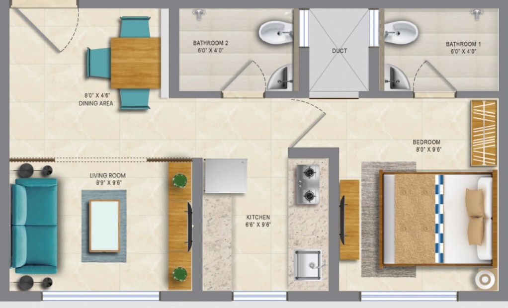 1 BHK Flat Layout