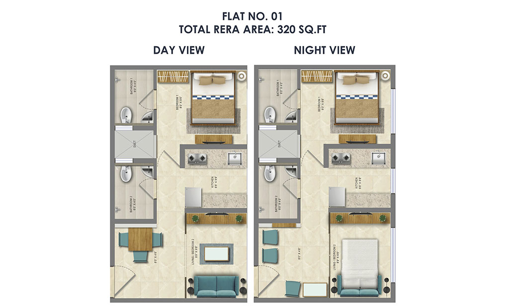 1 BHK Flat Plan